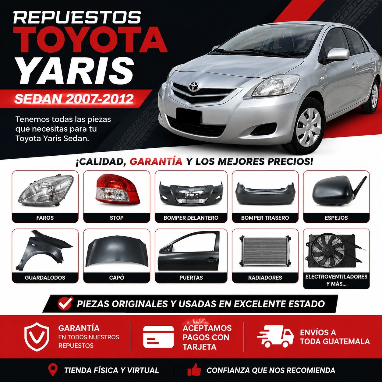 Repuestos Usados TOYOTA YARIS sedan 07-12